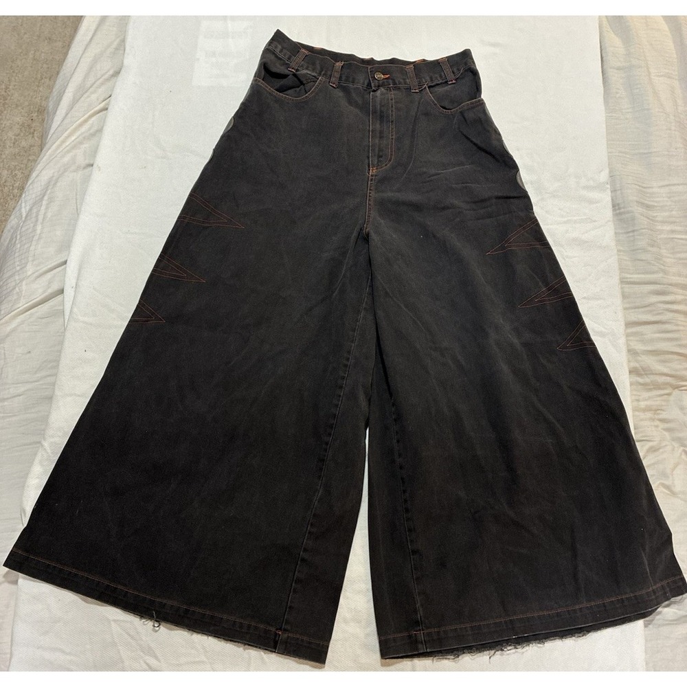 VTG Auraze For Beau Baker 90s Wide Leg Skater Raver Pants Men's M Black Denim